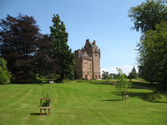 Picture of   A view of the side of Brodick Castle is shown on this page.