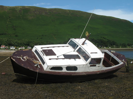 Picture of   The small boat near Lochranza castle is shown on this page.