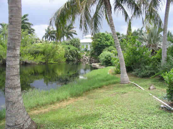 A picture of The Lake with white wooden gazebo in the background. 
