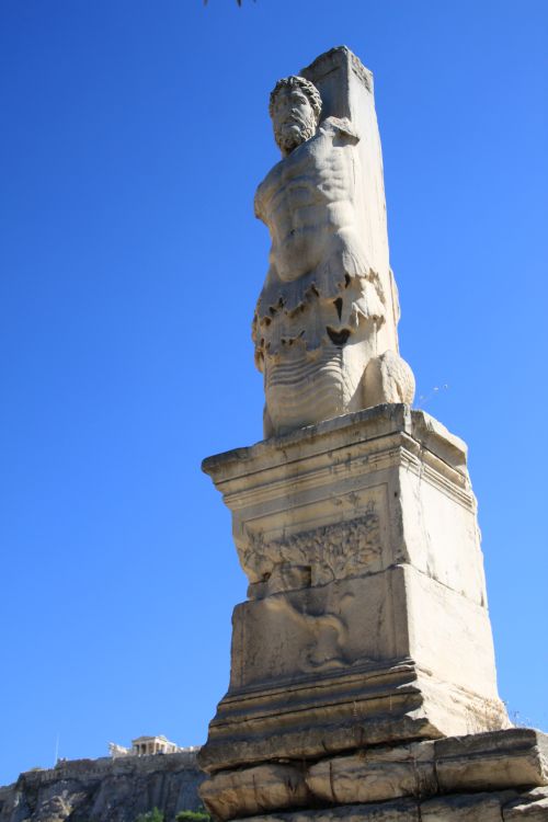Picture of the  Stoa Of The Giants Odeion Of Agrippa With Acropolis  at  Ancient Agora  - Athens, Greece