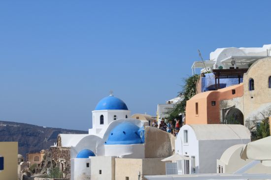 Picture of   3 More Blue Domes With Rooftops - Oia, Santorini, Greece