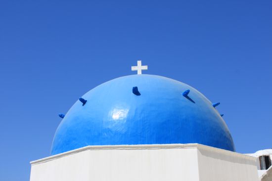 Picture of  Another Shiny Blue Dome With Cross - Oia, Santorini, Greece