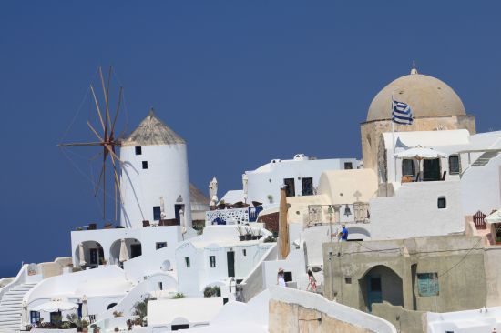 Picture of a  Windmill And New Church Dome - Oia, Santorini, Greece