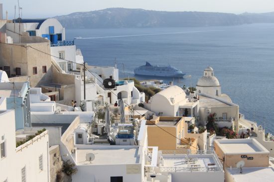 Picture of the  More Rooftops With Cruiseships  - Fira, Santorini, Greece