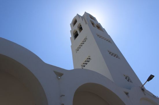 Picture of the  Orthodox Metropolitan Cathedral Bell Tower  - Fira, Santorini, Greece