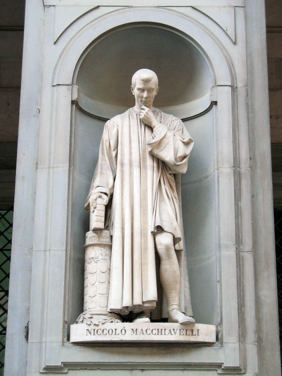 Niccolo Macchiavelli statue in the Piazzale degli Uffizi, Florence