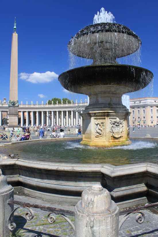   Fountain And Obelisk In St Peters Square   - Rome, Italy