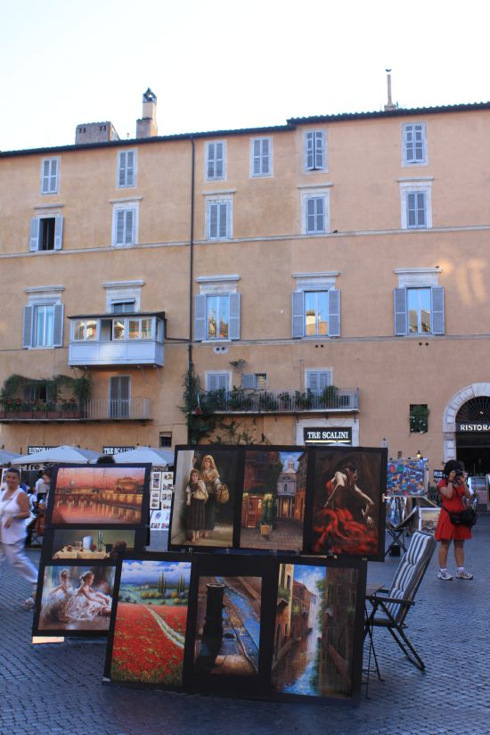   More Paintings Against Pink Houses At Piazza Navona   - Rome, Italy