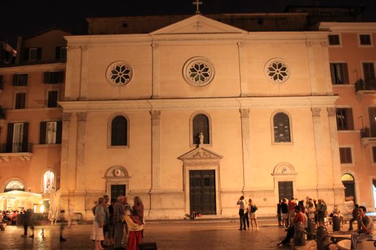   Nostra Signora Del Sacro Cuore In Piazza Navona At Night   - Rome, Italy