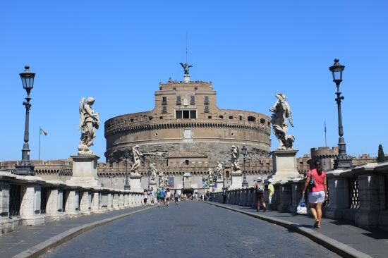   Ponte Sant Angelo Bridge Castel Sant Angelo In Background   - Rome, Italy