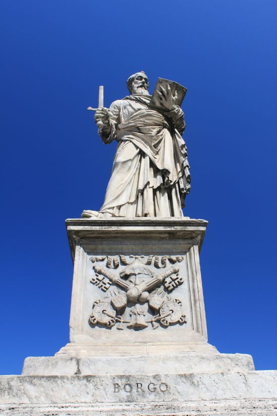   Ponte Sant Angelo Saint Paul Statue   - Rome, Italy