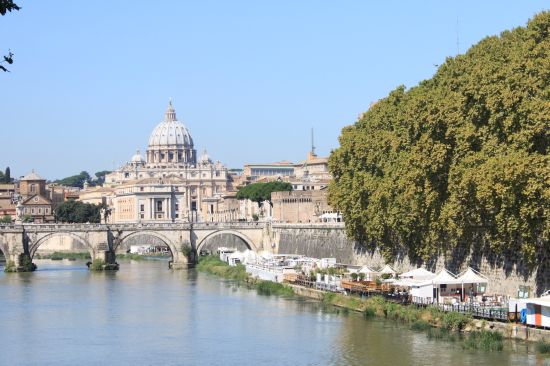   River Tiber With Vatican In Background   - Rome, Italy