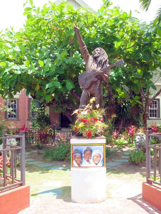 Picture of  The  Bob Marley Statue  in Kingston Jamaica  is shown on this page.