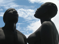 Redemption Song Monument Heads Closeup2 at Emancipation Park, Kingston, Jamaica