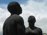  Redemption Song Monument Heads Closeup3 at Emancipation Park, Kingston, Jamaica