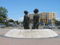  Redemption Song Monument With Traffic at Emancipation Park, Kingston, Jamaica