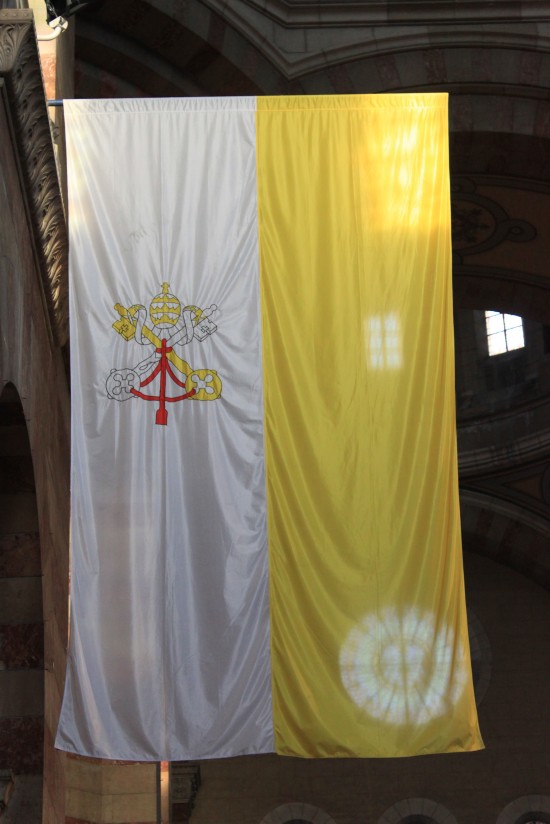   Vatican Flag Inside Marseille Cathederal France