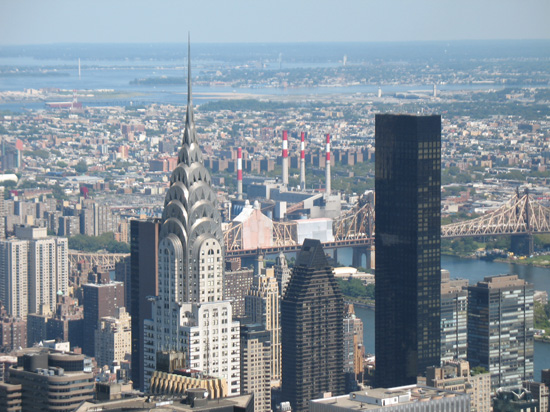 Picture of  The The Chrysler Building viewed from the top of the Empire State Building, New York, USA is shown on this page.
