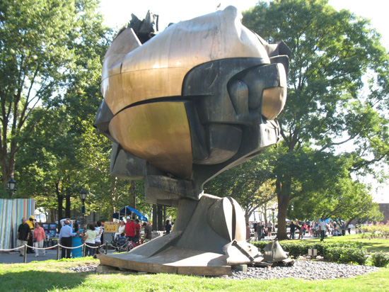 Picture of  The Sphere by Fritz Koenig at Battery park, New York, USA is shown on this page.