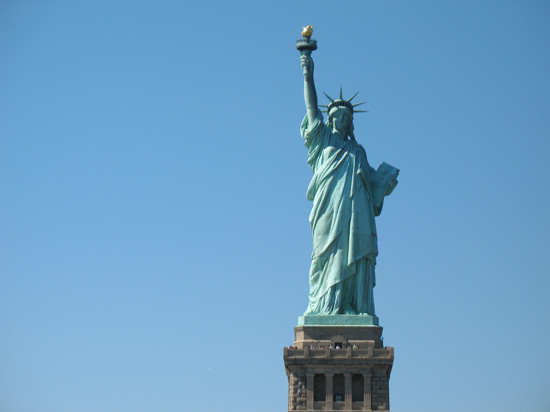 Picture of  The Statue of Liberty from the front, New York, USA is shown on this page.
