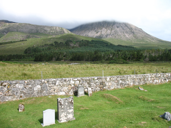 bla bheinn behind wall kilchrist church isle of skye picture