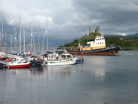 caisteal maol with boats isle of skye picture
