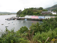 from hill opposite portree harbour scotland picture
