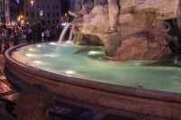   Base Of Fontana Dei Quattro Fiumi At Night   - Rome, Italy