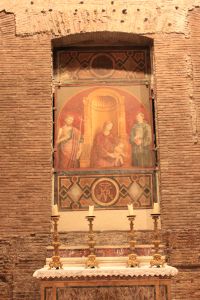   Blessed Virgin And Baby Jesus Painting At Pantheon    - Rome, Italy