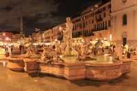   Fontana Del Moro In Piazza Navona At Night   - Rome, Italy