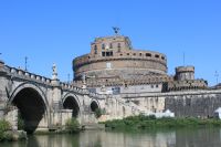   River Tiber With Castel Sant Angelo And Ponte Sant Angelo From Closer Side   - Rome, Italy