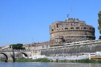   River Tiber With Castel Sant Angelo And Ponte Sant Angelo From Side   - Rome, Italy