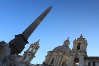   Skewed Egyptian Obelisk Fountain Of Four Rivers   - Rome, Italy